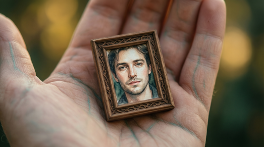 Portrait personnalisé de petit format, un cadeau intime et précieux sur une table