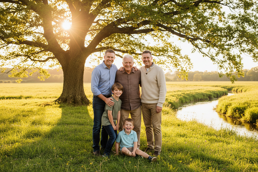 Portrait artistique réunissant trois générations d'une même famille