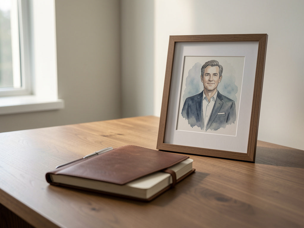 Un portrait personnalisé d'une famille comme cadeau d'entreprise significatif pour un employé fidèle.