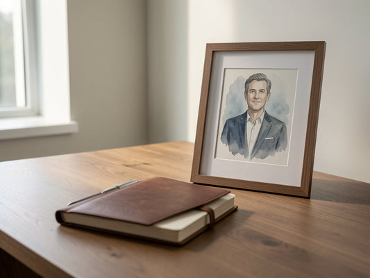 Un portrait personnalisé d'une famille comme cadeau d'entreprise significatif pour un employé fidèle.