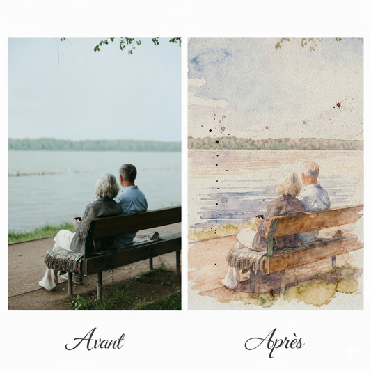 Aquarelle personnalisée d'un portrait de famille, souvenir précieux et artistique