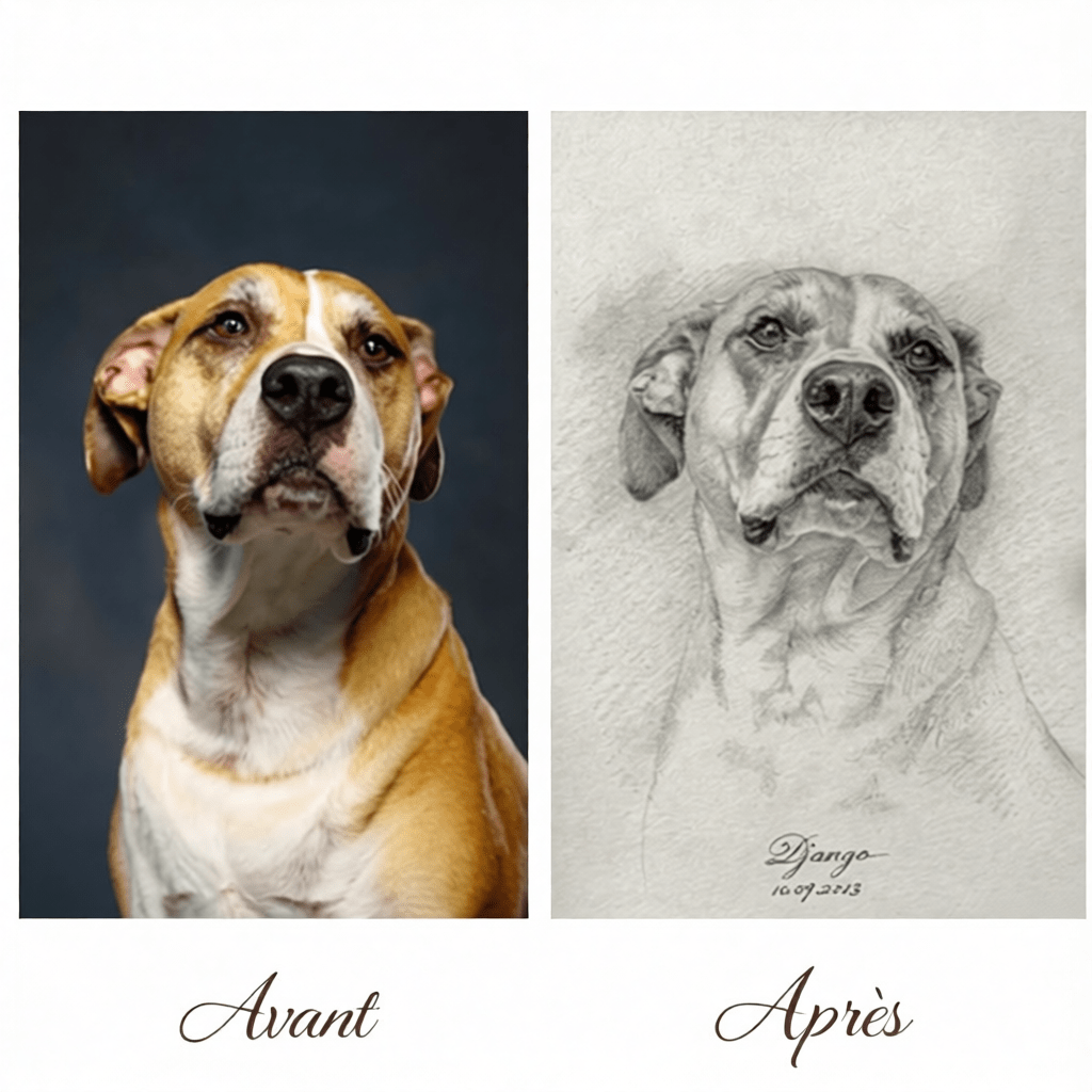 Croquis au crayon personnalisé portrait artistique