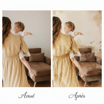 Aquarelle personnalisée transformant vos photos en art
