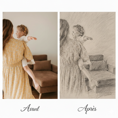 Croquis au crayon personnalisé pour immortaliser vos souvenirs