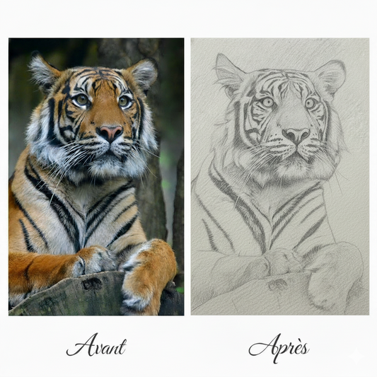 Croquis au crayon personnalisé portrait artistique