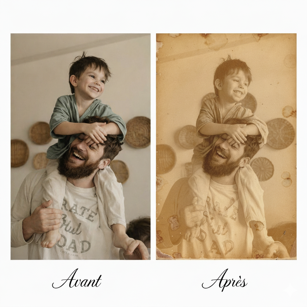 Transformation photo style sépia vintage années 1940