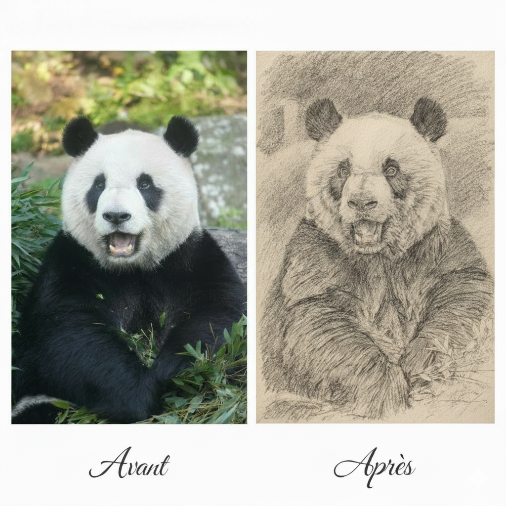 Croquis au crayon personnalisé portrait artistique