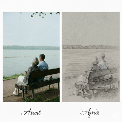 Croquis au crayon personnalisé pour immortaliser vos souvenirs