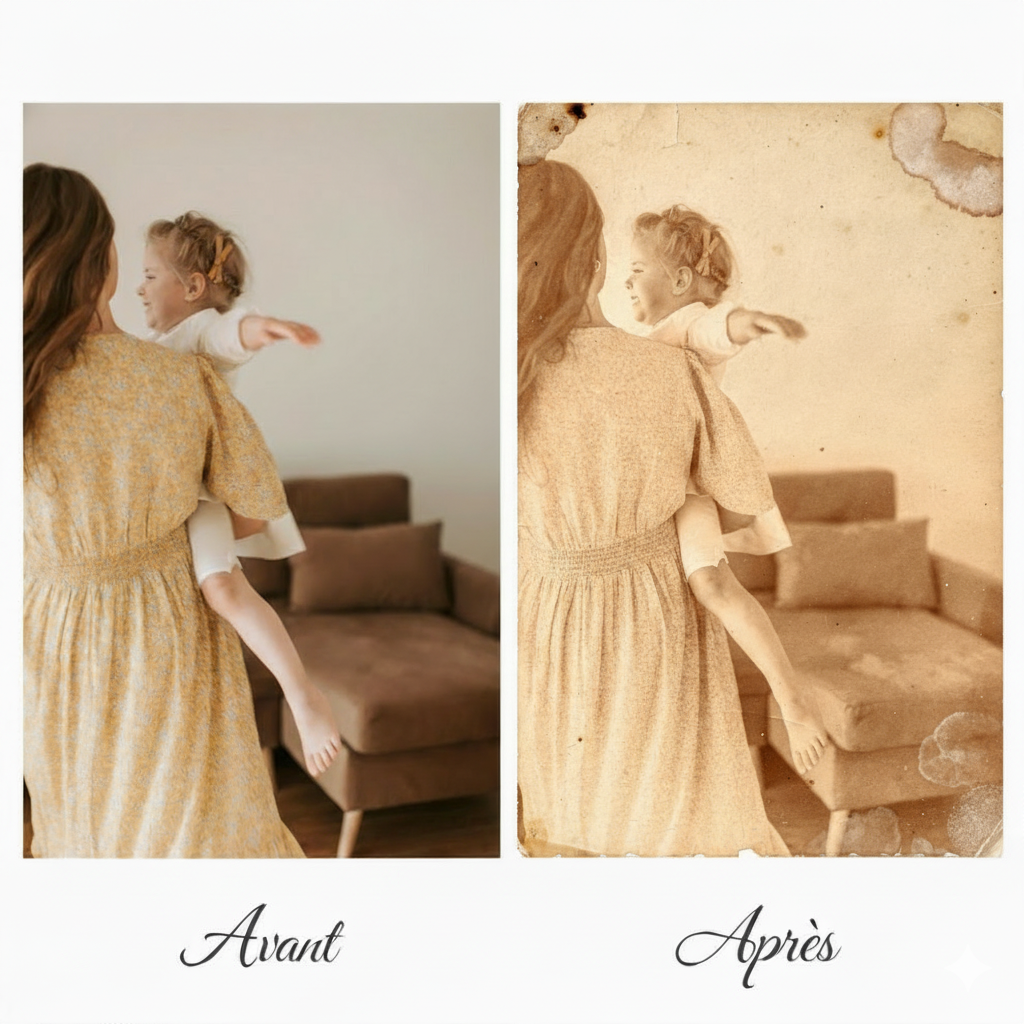 Transformation photo style sépia vintage années 1940