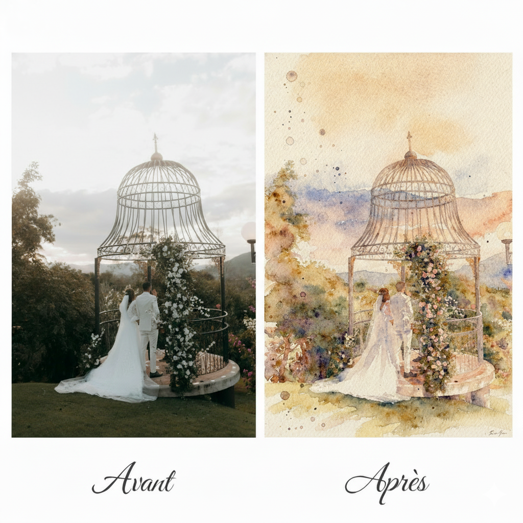 Aquarelle personnalisée pour immortaliser vos souvenirs