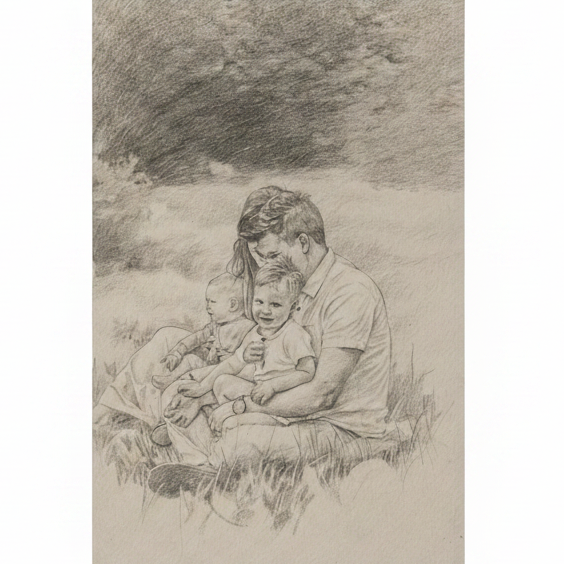 Croquis au crayon personnalisé portrait artistique