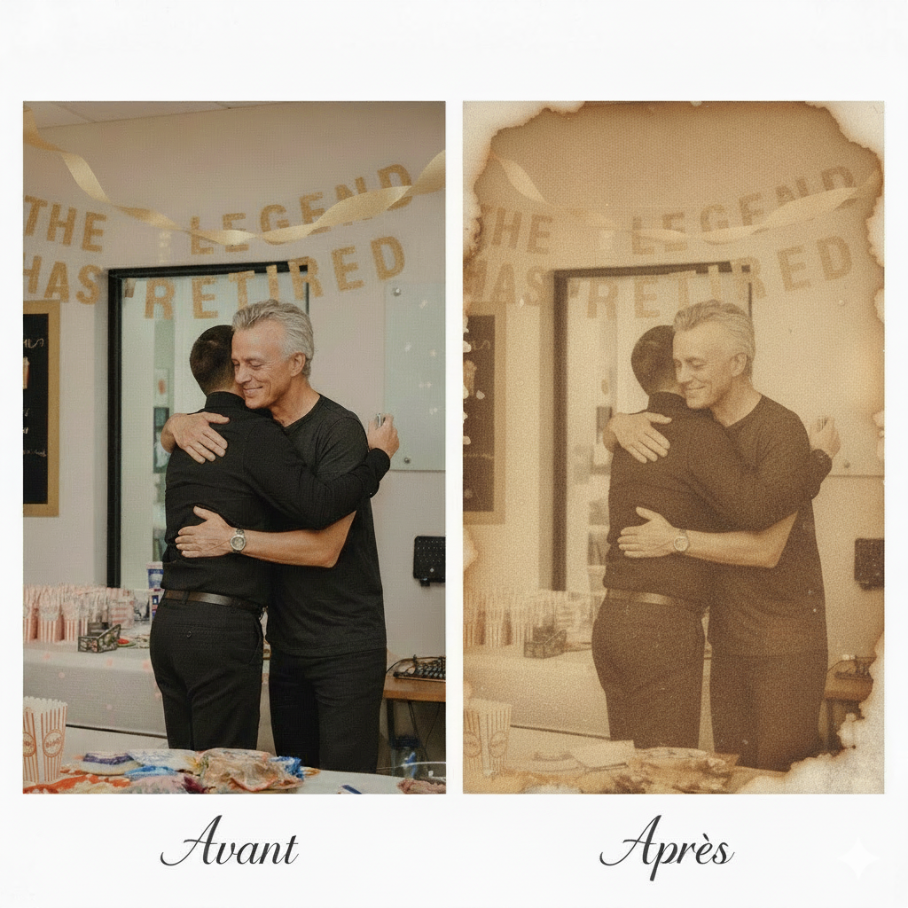Service de transformation photo numérique style sépia vintage