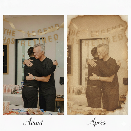 Service de transformation photo numérique style sépia vintage