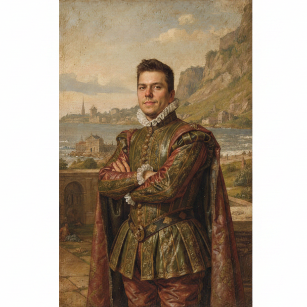Portrait personnalisé style Renaissance avec clair-obscur