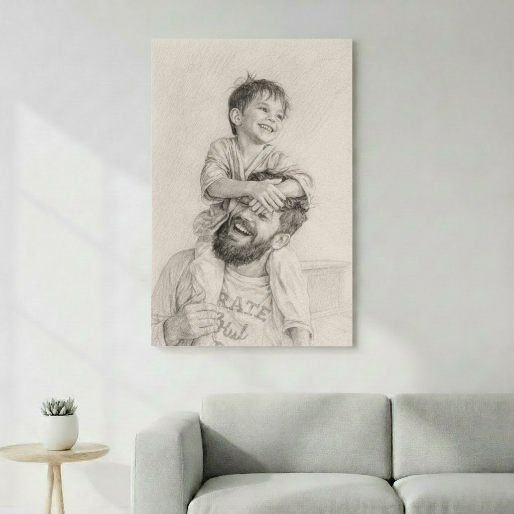 Croquis au crayon personnalisé portrait artistique