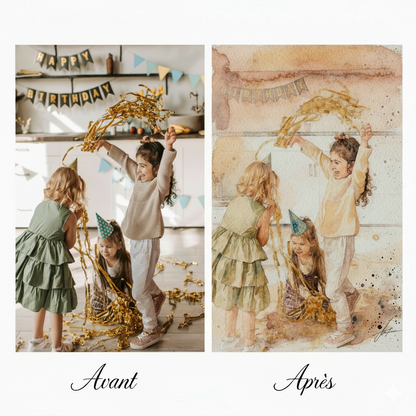Aquarelle personnalisée transformant vos souvenirs en art