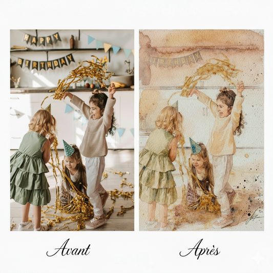 Aquarelle personnalisée transformant vos souvenirs en art