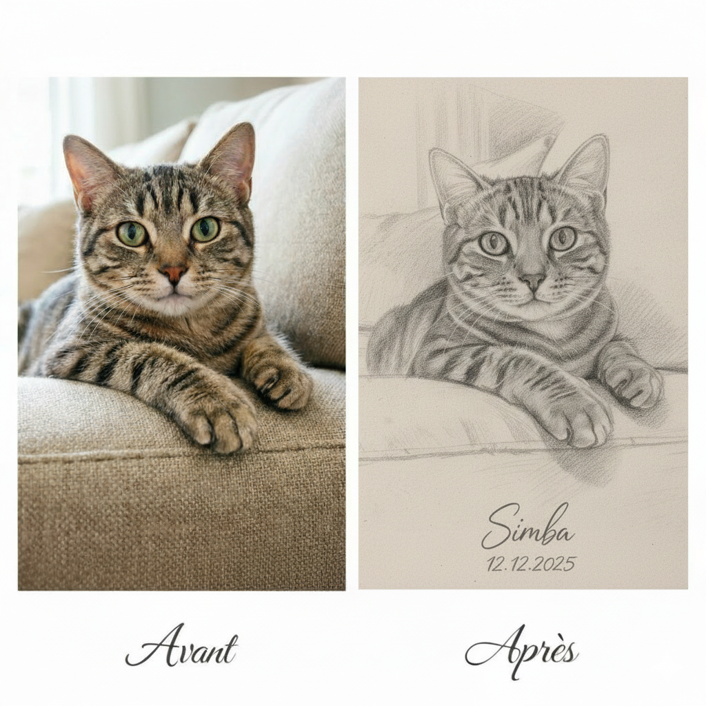 Croquis au crayon personnalisé portrait artistique