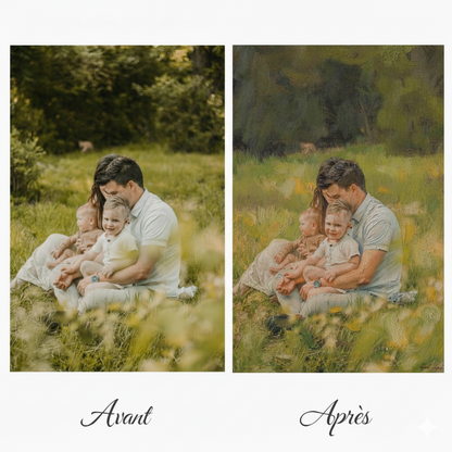 Tableau à l'huile personnalisé transformant vos photos en œuvre d'art