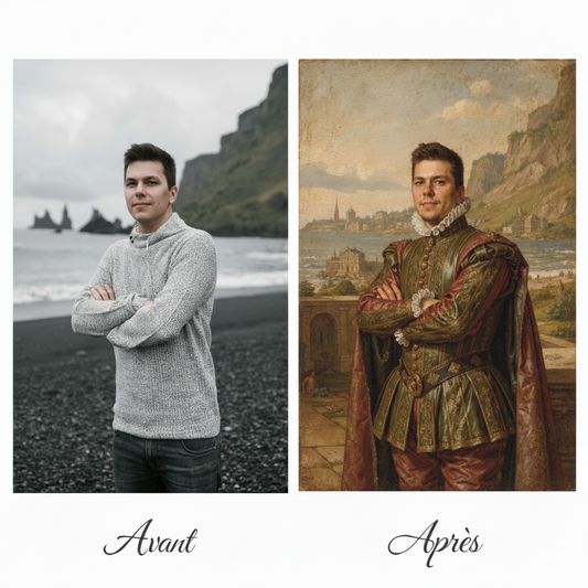 Portrait personnalisé style Renaissance avec clair-obscur