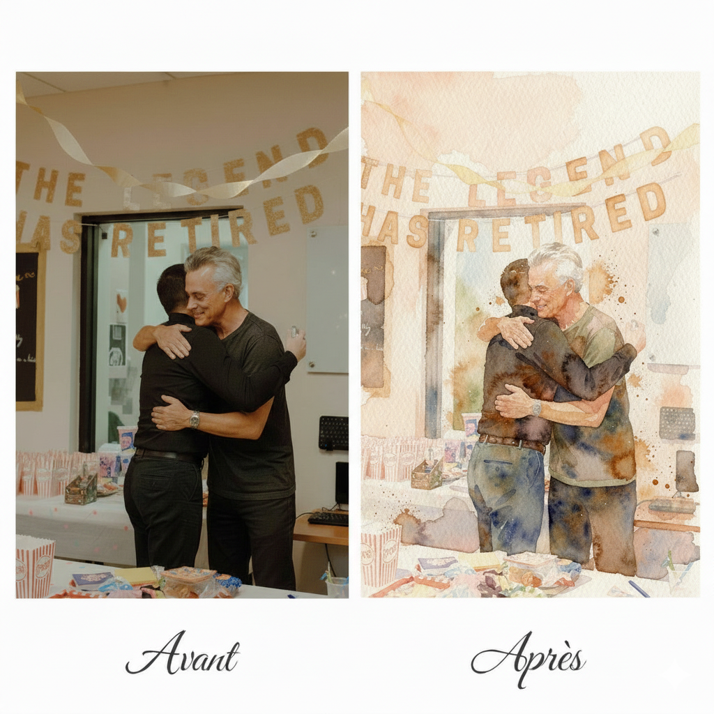 Aquarelle personnalisée transformant vos souvenirs en art