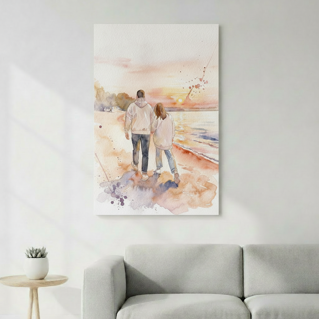 Aquarelle numérique personnalisée transformant vos souvenirs en art