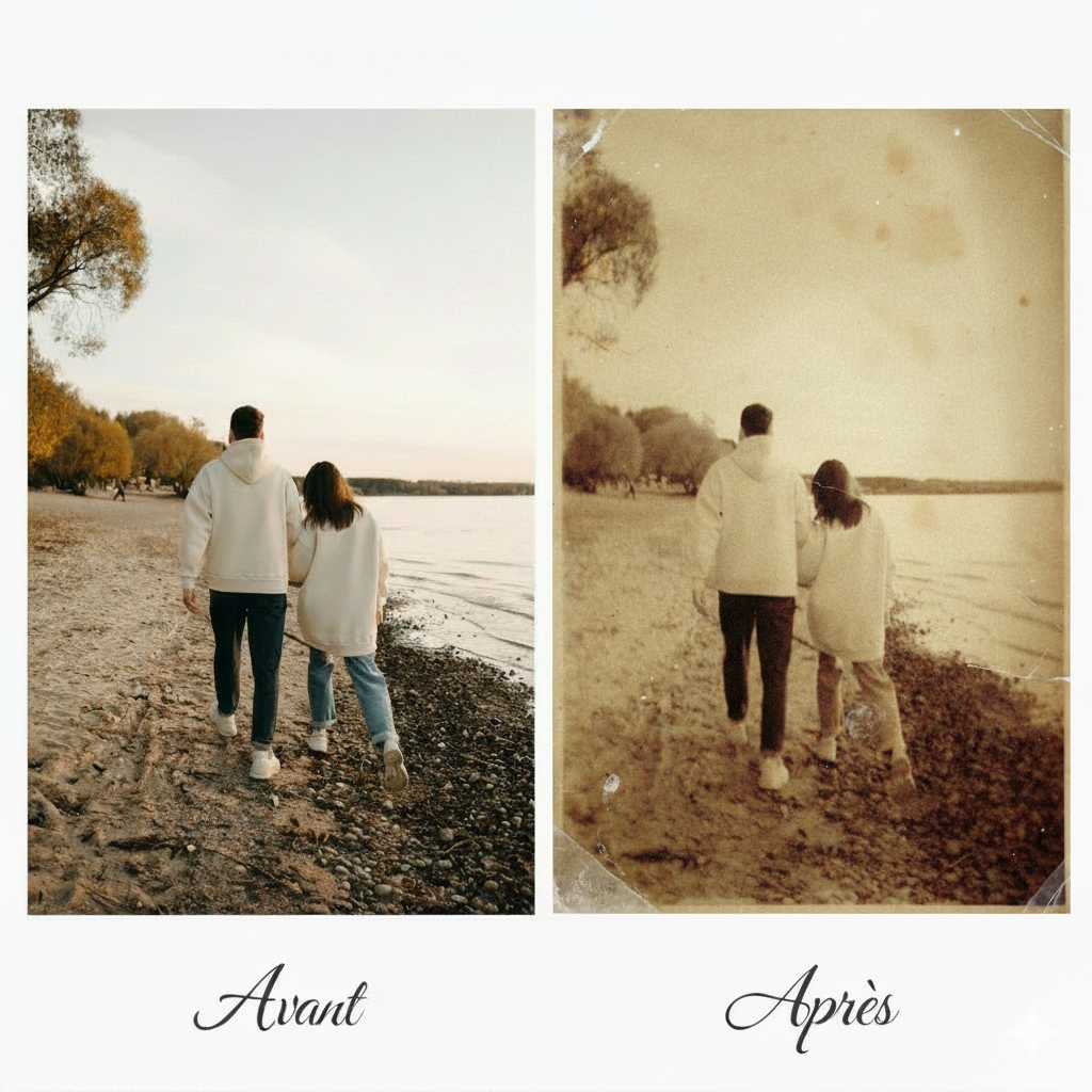 Transformation photo style sépia vintage années 1940