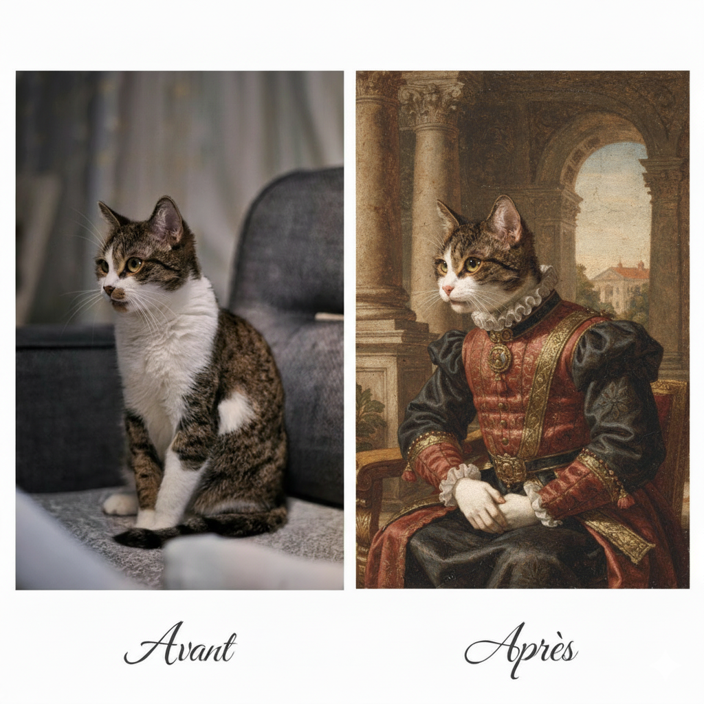 Portrait personnalisé style Renaissance avec clair-obscur
