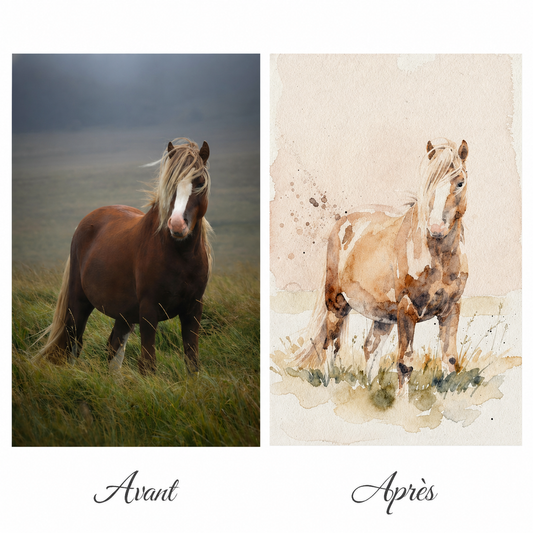 Aquarelle personnalisée transformant vos photos en œuvre d'art