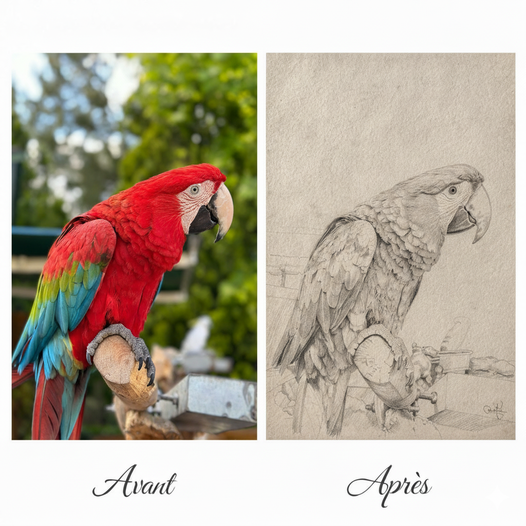 Croquis au crayon personnalisé portrait artistique